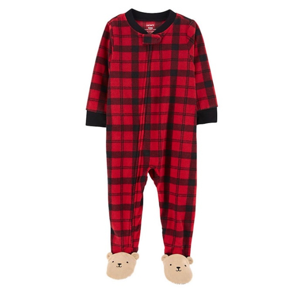 Carter's Plaid Bear Fleece Footed Pajamas